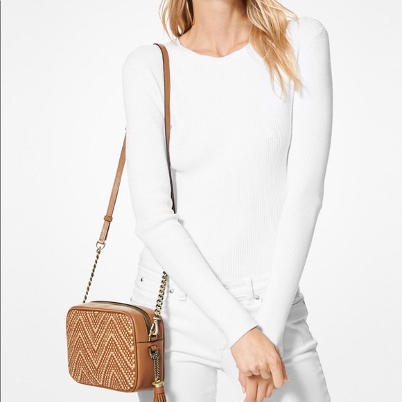 Micheal Kors Woven Chevron Leather Camera Bag - Picture 2 of 4